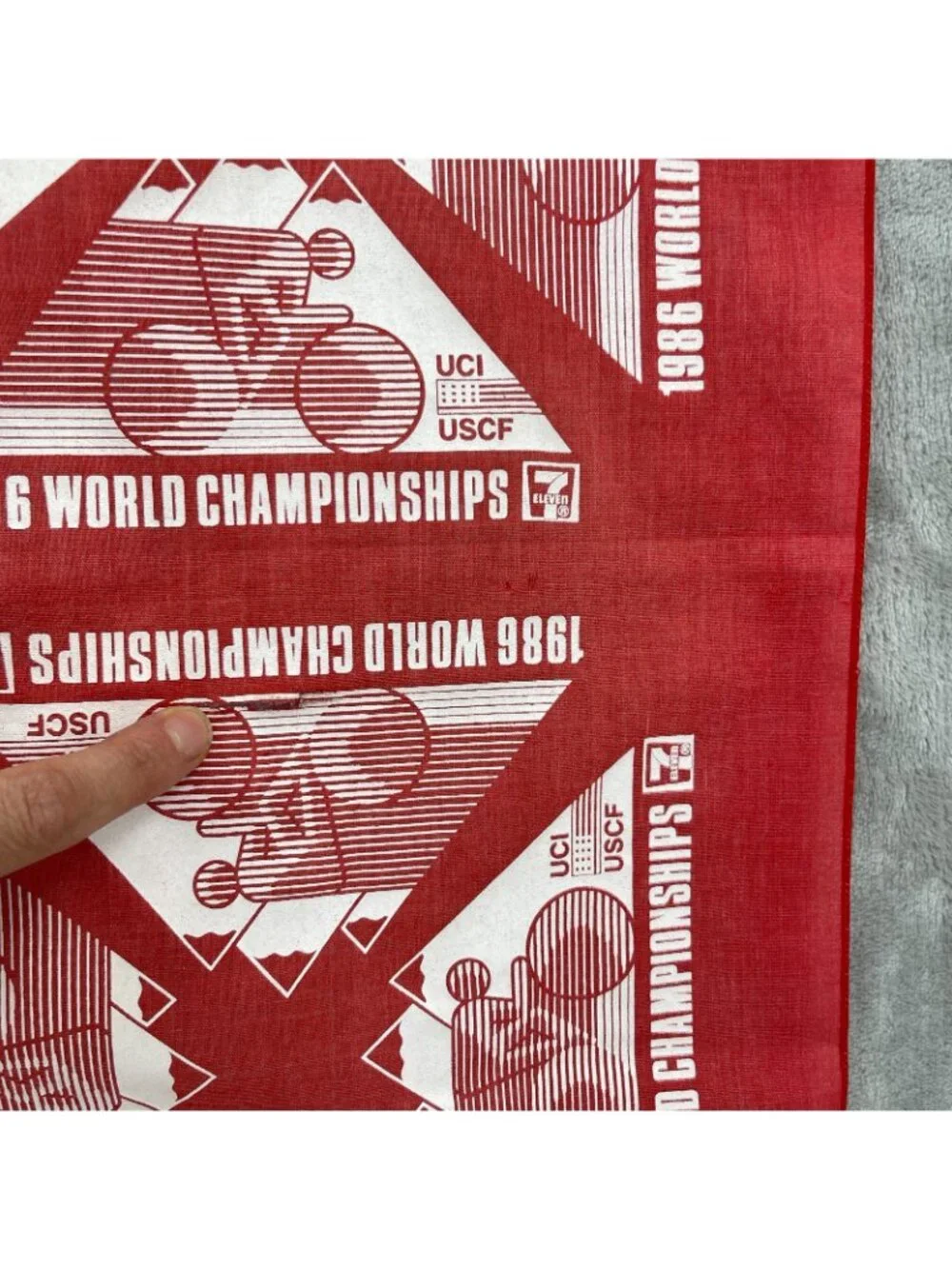 UCI USCF 1986 Vintage World Championship Vintage Bandana Handkerchief Red White